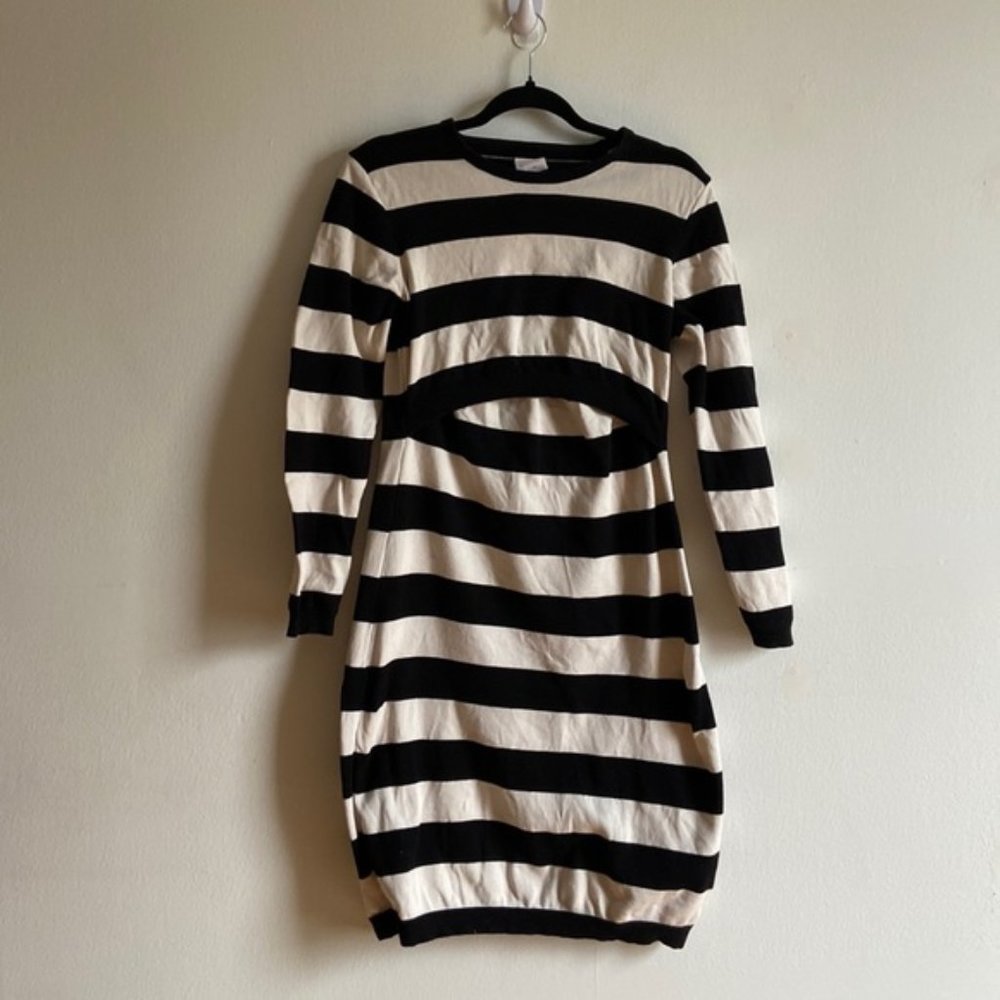 Boob design Maternity nursing stripes dress